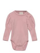 Body Ls W. Puff, Powder Bodies Long-sleeved Pink Smallstuff