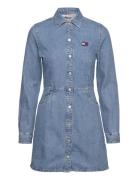 Tjw Ls Badge Denim Mini Dress Kort Kjole Blue Tommy Jeans