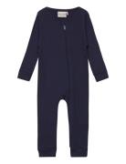 Jumpsuit Ls Rib Jumpsuit Navy Minymo