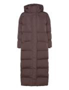 Maxi Hooded Puffer Coat Foret Jakke Brown Superdry