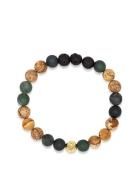 Men's Wristband With Jasper, Lava St , Matte Aquatic Agate Armbånd Smy...