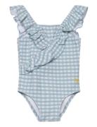 Baby Vichy Ruffle Swimsuit Badedragt Badetøj Blue Bobo Choses