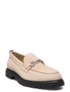 Biagil Snaffle Loafer Suede Loafers Flade Sko Beige Bianco