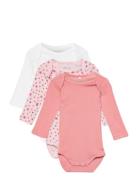 Nbfbody 3P Ls Rosette Flower Noos Bodies Long-sleeved Pink Name It