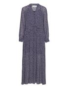 Stacia Print Knælang Kjole Navy Six Ames