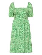 Cadie Verona Sq Nk Uk Len Dres Knælang Kjole Green French Connection