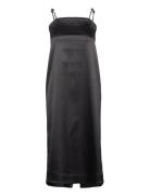 Double Satin Maxi Skirt Knælang Kjole Black Ganni