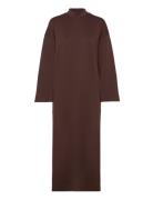 Slfjane Ls Ankle Dress Knælang Kjole Brown Selected Femme