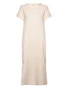 Rebekka Dress G Gots Knælang Kjole Beige Basic Apparel