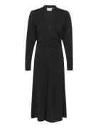 Brinagz Midi V-Neck Dress Knælang Kjole Black Gestuz