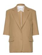 Weave Short Sleeve Blazer Blazers Single Breasted Blazers Beige REMAIN...