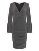 Vicaro L/S V-Neck Midi Dress/Dc/1 Knælang Kjole Silver Vila