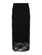 Vilorna Lace Midi Skirt Knælang Nederdel Black Vila