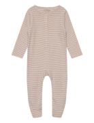 Romper Ls W. Feet Pyjamas Sie Jumpsuit Beige Fixoni