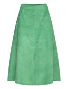 Nalyh Suede Skirt Knælang Nederdel Green Hosbjerg