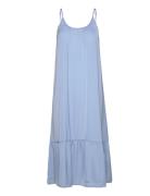 Recycle Polyester Strap Dress Knælang Kjole Blue Rosemunde