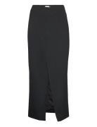 Overlapping Pencil Skirt Knælang Nederdel Black Hope