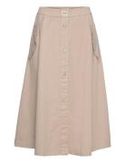 Essophia Midi Skirt Knælang Nederdel Beige Esme Studios