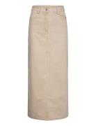 Slvisti Denim Skirt Knælang Nederdel Beige Soaked In Luxury