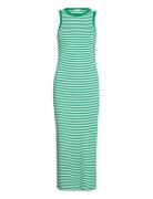 Slim 5X2 Str Rib Midi Dress Ns Knælang Kjole Green Tommy Hilfiger