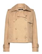 Short Double-Breasted Twill Trench Coat Trenchcoat Frakke Beige Lauren...