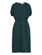 Puk Dress Cotton Linen Knælang Kjole Khaki Green Naja Lauf