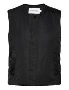 Minimal Padded Satin Vest Vests Padded Vests Black Calvin Klein