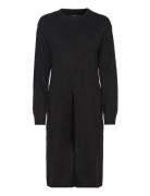 Vmphillis Ls O-Neck Slit Dress Ga Boo Knælang Kjole Black Vero Moda