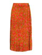 Onlalma Life Poly Plisse Skirt Aop Knælang Nederdel Orange ONLY