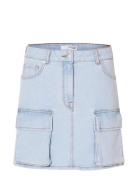 Slfhazel Mw Light Ice Blue Denim Skirt Kort Nederdel Blue Selected Fem...