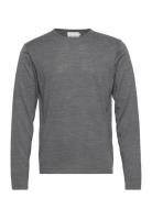 Cfkent Merino Crew Neck Knit Tops Knitwear Round Necks Grey Casual Fri...