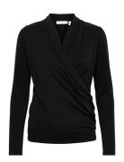 Alanoiw Wrap Blouse Tops Blouses Long-sleeved Black InWear