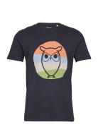 Alder Colored Owl Tee - Gots/Vegan Tops T-Kortærmet Skjorte Blue Knowl...