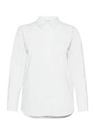 Lr-Isla Solid Tops Shirts Long-sleeved White Levete Room