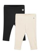 Leggings Basic Rib 2 Pack Bottoms Leggings Black Lindex