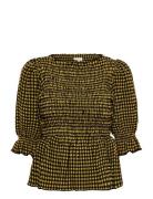 Georgia Top Tops Blouses Short-sleeved Khaki Green Notes Du Nord