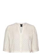 Blouse Estrid Schiffli Tops Blouses Long-sleeved White Lindex