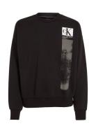 Brushstroke Crew Neck Tops Sweatshirts & Hoodies Sweatshirts Black Cal...