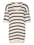 Sway Rib Tunic Stripe Tops Knitwear Jumpers White Moshi Moshi Mind