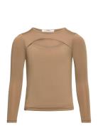 T-Shirt Tops T-shirts Long-sleeved T-Skjorte Beige Rosemunde Kids