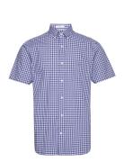 Reg Poplin Gingham Ss Shirt Tops Shirts Short-sleeved Blue GANT