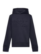 Tonal Shield Hoodie Tops Sweatshirts & Hoodies Hoodies Navy GANT