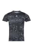 Tf Aop Tee Sport T-Kortærmet Skjorte Black Adidas Performance