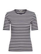 Slim Striped 1X1 Ribbed Ss T-Shirt Tops T-shirts & Tops Short-sleeved ...