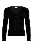 Vivelida V-Neck L/S Velvet Top/Su Tops T-shirts & Tops Long-sleeved Bl...