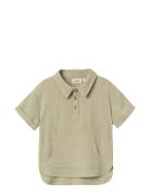 Nmmdolie Fin Ss Loose Shirt Lil Tops T-Kortærmet Skjorte Khaki Green L...