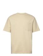 Slhloosesaul Slub Ss O-Neck Tee Tops T-Kortærmet Skjorte Beige Selecte...