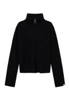 Florie Zip Knit Tops Knitwear Jumpers Black Once Untold