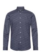 Printed Superflex Shirt L/S Tops Shirts Business Blue Lindbergh