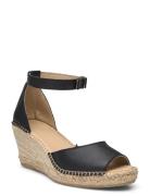 Slfingrid Leather Wedge Espadrilles Sko Med Kilehæl Beige Selected Fem...